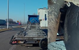 Ponowna kontrola i rażąca ignorancja przewoźnika - ogumienie przyczepy zużyte do granic bezpieczeństwa.